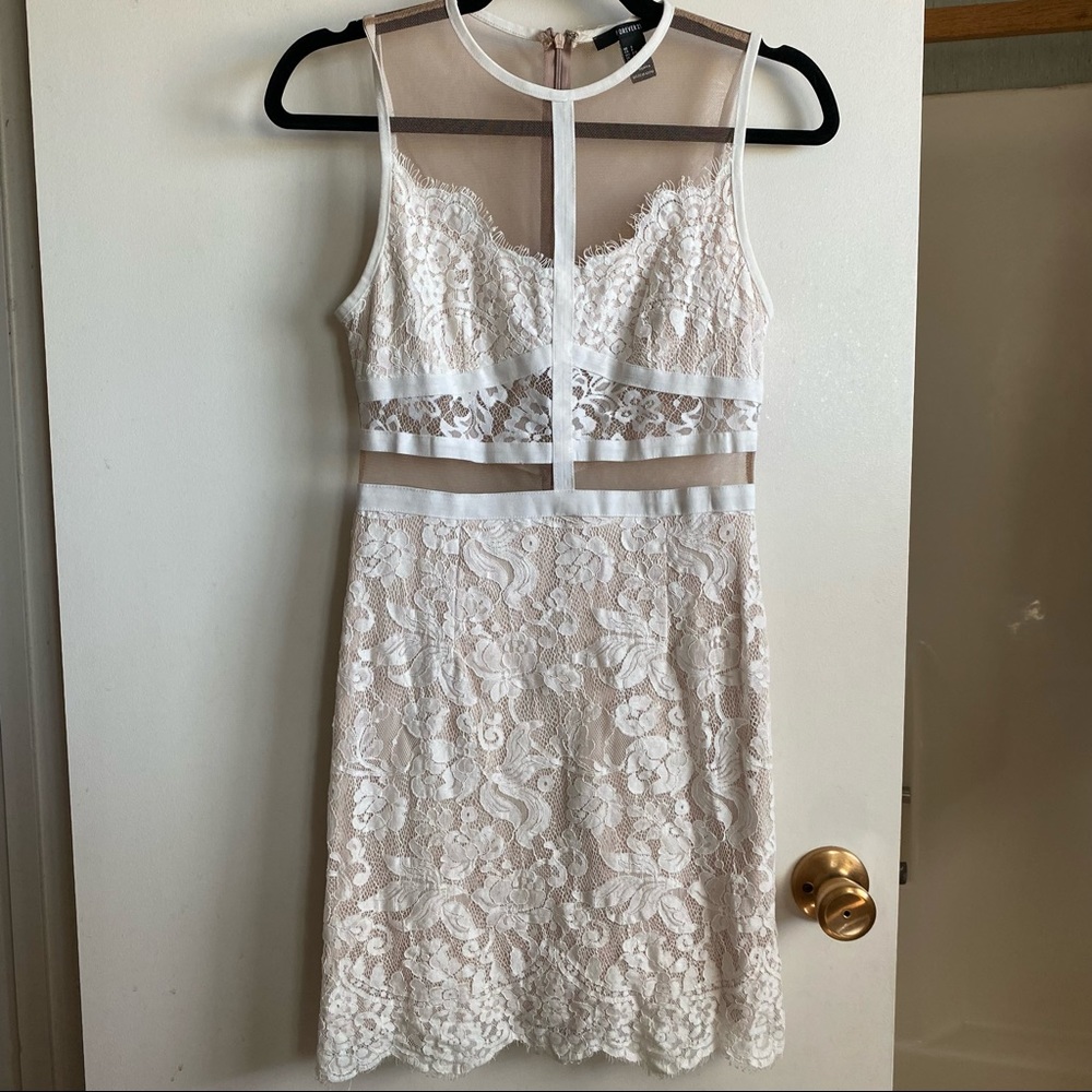 lace illusion mesh panel dress